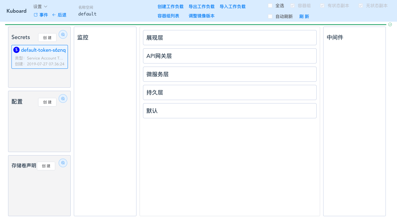 Kubernetes教程:部署第一个应用程序-Kuboard名称空间页